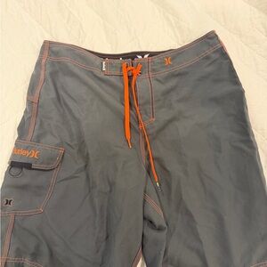 Hurley Gray and Orange Men's Shorts